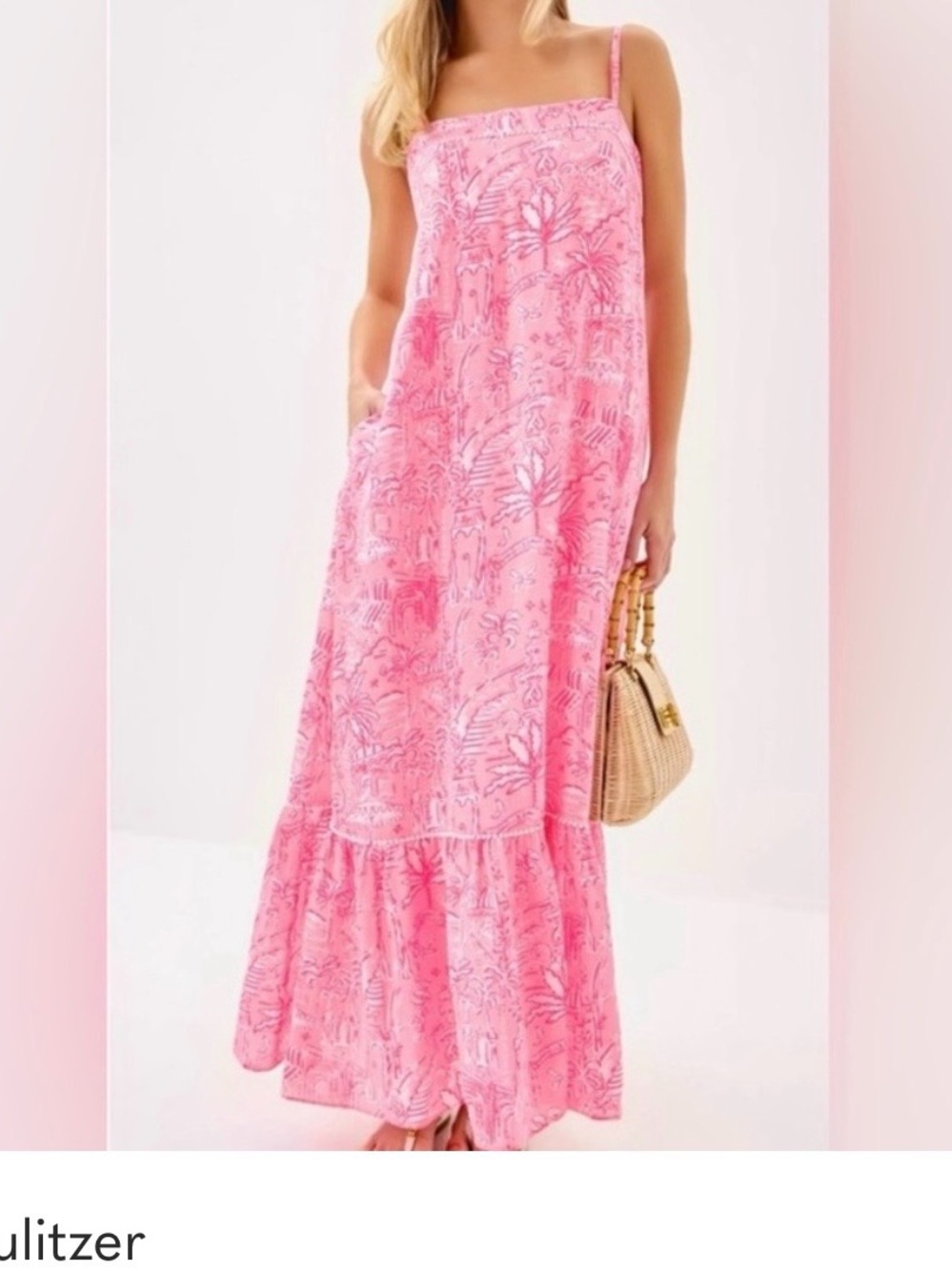 Lilly Pulitzer Pink Tropical-Print Maxi Sundress